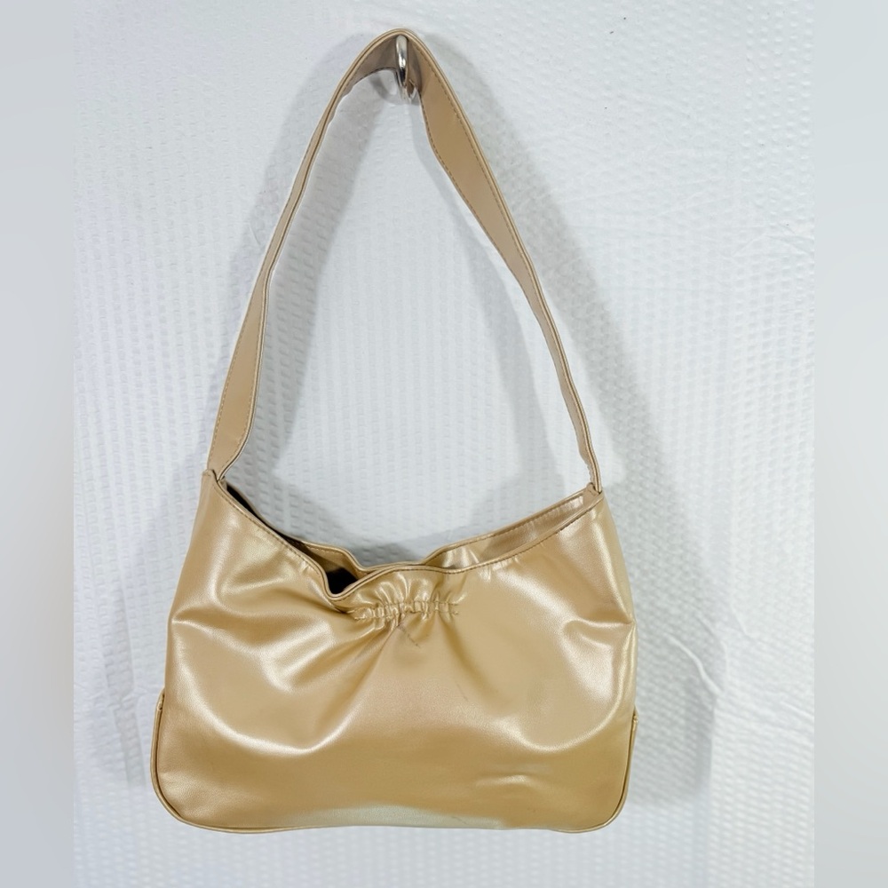 Vintage Kathy Ireland Womens Gold Metallic Shoulder Bag Purse Handbag